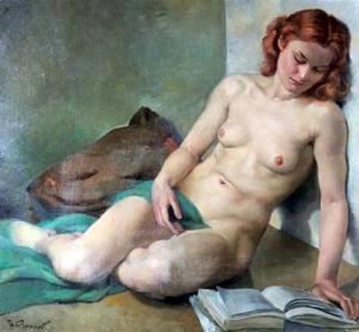 Philippe de Rougemont. Nude Woman Reading